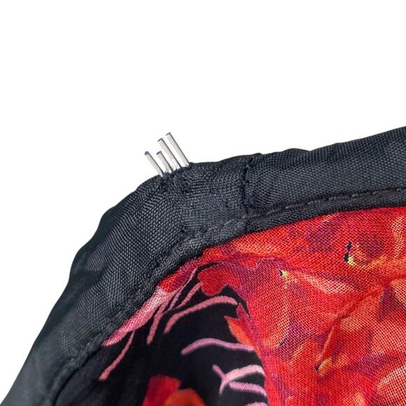 Vtg Y2K Bebe Black Red Floral Strapless Corset Midi Dress SZ 4 - Picture 8 of 9